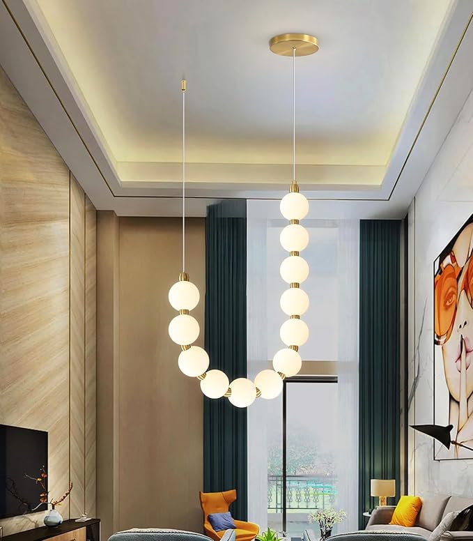 Modern Chandeliers LED Dimmable Light Acrylic Balls Ceiling Pendant Lighting for Living Room Dining Room Bedroom Adjustable Hanging Lights 25 Watts Gold Lamp