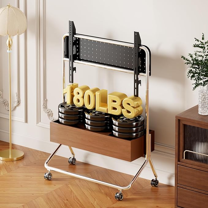 Solid Wood Mobile TV Cart Rolling TV Stand with Wheels for 42-75 Inch LCD LED Flat Curved Screens up to 180 Lbs, Heavy Duty Portable Floor Stainless Steel Mobile TV Stand (Walnut, 42-75inch)