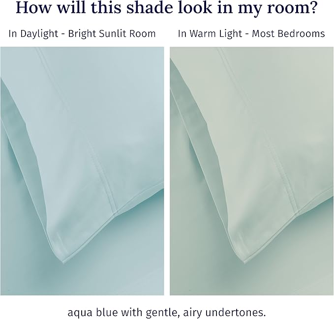 California Design Den Luxury King Size Sheet Set - 100% Cotton, 600 Thread Count Deep Pocket King Sheets, Hotel-Quality Bedding with Sateen Weave - Seafoam