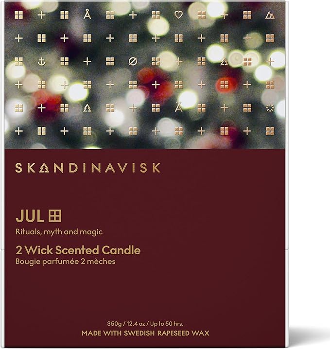 Skandinavisk JUL 'Christmas' Scented Candle with 2 Wicks, Special Edition, Scent Notes: Baked Gingerbread, Winter Cloves and Spiced Oranges, Vegan Formula, 12.3 oz.
