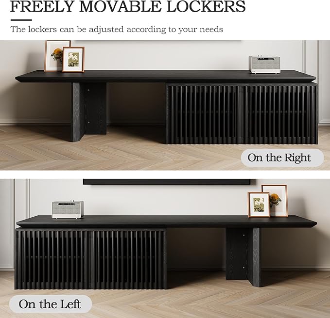 Modern TV Stand, Entertainment Center with Storage, Extendable TV Media Console for Up to 55+ Inch, Minimalist Television Cabinet for Living Room/Bedroom - Black (78.7"-110" Extendable)