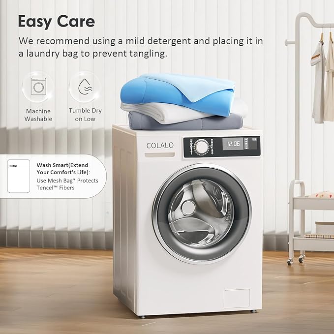 EASELAND King Tencel Cooling Comforter for Hot Sleepers - Double-Sided Lightweight and Breathable Fabric for Night Sweats - All Season Cooling Blanket Machine Washable（108x90in, Blue）