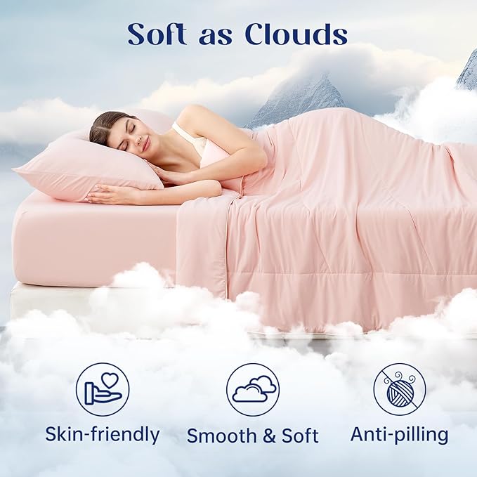 Dream Valley Outlast® Twin Cooling Comforter, NASA-Grade Instant Cooling Blanket for Hot Sleepers, Luxurious Comforter for All Season, Pink Blush, 60"x80"