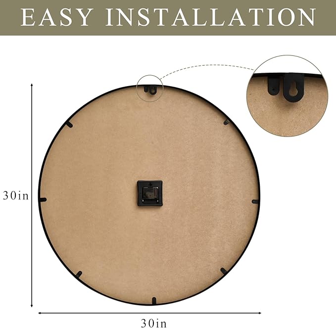 30 Inch Large Wall Clock Farmhouse Style - Black Silent Non-Ticking Rustic Decor for Living Room, Kitchen, Bedroom