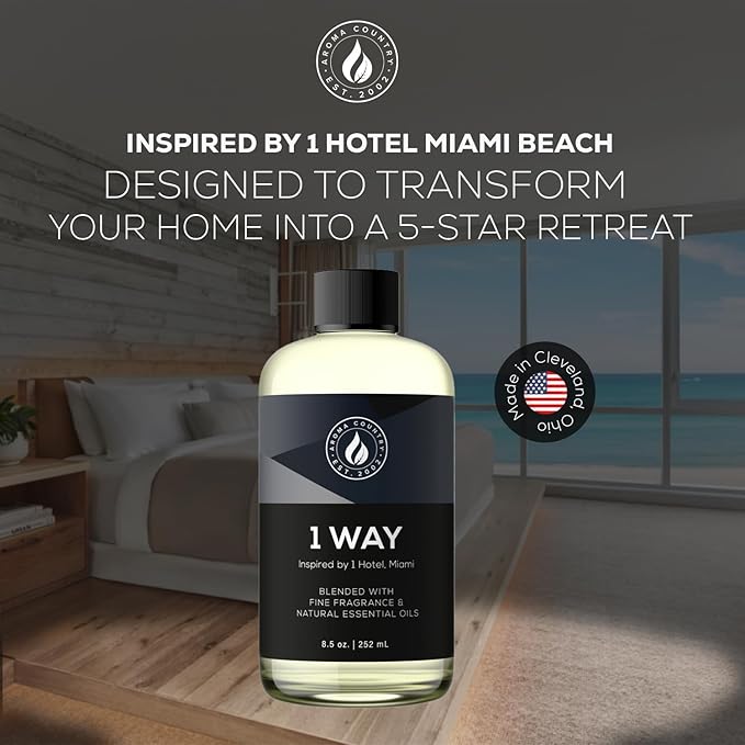 Aroma Country 1 Way Diffuser Oil - Luxury Hotel Santal Fragrance Oil for Diffuser Refill, Sandalwood Home Aroma Diffusers & Room Spray - My Way Premium Aromatherapy Oils & Home Scent (8.5 Fl Oz)