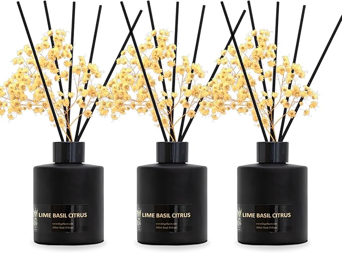 Reed Diffuser & Oil Diffuser Sticks, Aromatherapy, Home & Kitchen Décor,Fragrance and Gifts - Pack of 3 (Lime Basil Citrus)