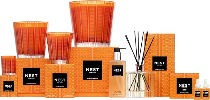 NEST New York Scented Classic Candle, Pumpkin Chai - 8.1 oz - Up to 60-Hour Burn Time - Reusable Glass Vessel