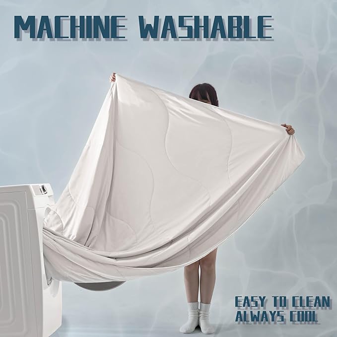 DOWNCOOL Cooling Comforter, White Cooling Blanket Twin Size, Cooling Duvet for Hot Sleeper, Breathable Summer Quilt, Lightweight Soft Q-Max>0.4 Arc-Chill Cool Comforter,68"X90"