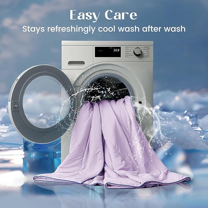 Dream Valley®Outlast®Cooling Comforter, NASA Temperature Regulation Technology Cooling Blanket, Q-Max > 0.4 Everlasting Cooling for Night Sweats, Hot Sleepers,Lavender Fog, Queen90 x90