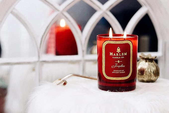 HARLEM CANDLE CO. Josephine - Luxury Scented Soy Candle, 11 oz - 80-Hour Burn Time | Rose, Jasmine, Warm Amber, Tonka Bean, and Sandalwood | Scented Candles for Home