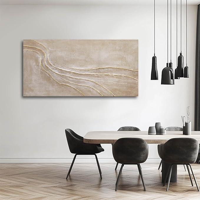 NBAODAN Gold and Pink Wall Paintings Line Art Pictures Large Abstract Canvas Wall Art 24"x48" Textured Artwork for Bedroom Entryway Office Wall Decor