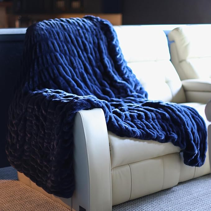 Minky Designs Midnight Horizon Minky Blanket – Ultra Soft Faux Fur Throw Blanket for Couch, Bed & Home – Fluffy, Warm & Luxurious – Chic Collection (Small, 30x36)