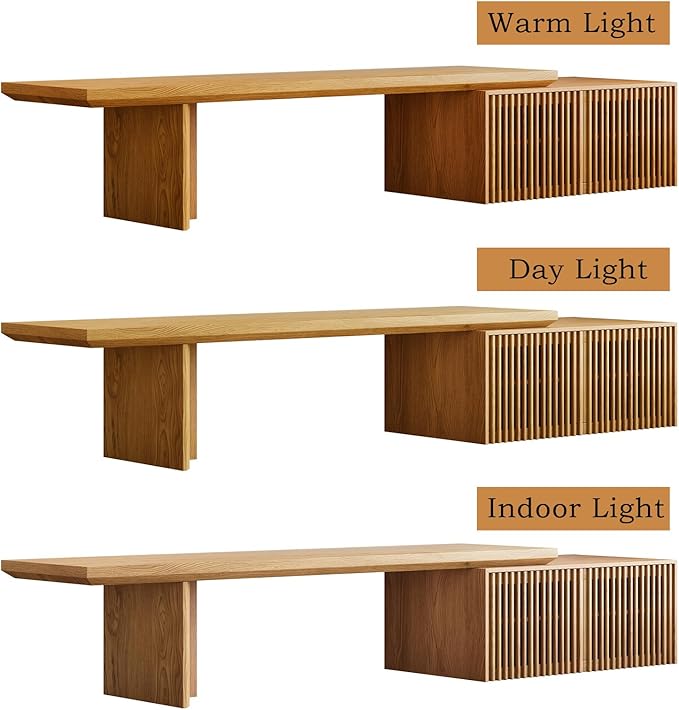 Modern TV Stand, Entertainment Center with Storage, Extendable TV Media Console for Up to 55+ Inch, Minimalist Television Cabinet for Living Room/Bedroom - Wood Color (78.7"-110" Extendable)