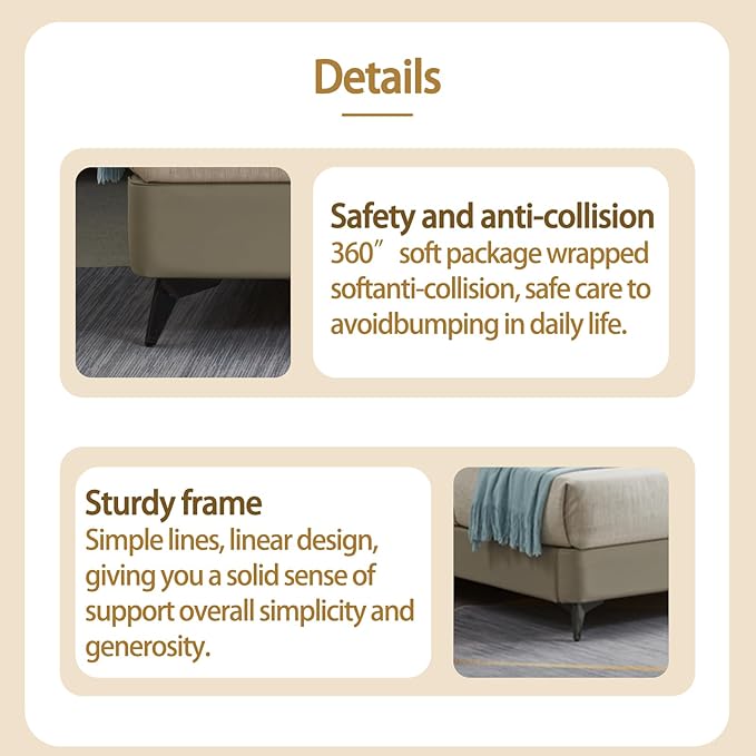 Luxury Upholstered Leather Bed Frame Modern Tufted Headboard with Quiet Slatted Base - Premium Bedroom Furniture, Easy Assembly, Elegant Comfort (King)