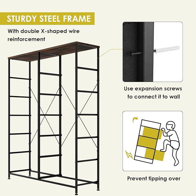 Arlopu 12-Drawer Dresser, 35.2’‘ Widened 6-Layer Fabric Storage Tower w/Textured Print Fabric Bins, Tall Chest Organizer Unit for Living Room, Hallway, Nursery, Closets, Adjustable Feetpad