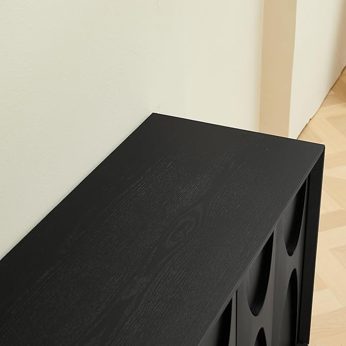 63" TV Stand with Storage, 4 Doors Modern Entertainment Center Sideboard Buffet Cabinet with Adjustable Shelves, TV Media Console Table for Living Room, Black