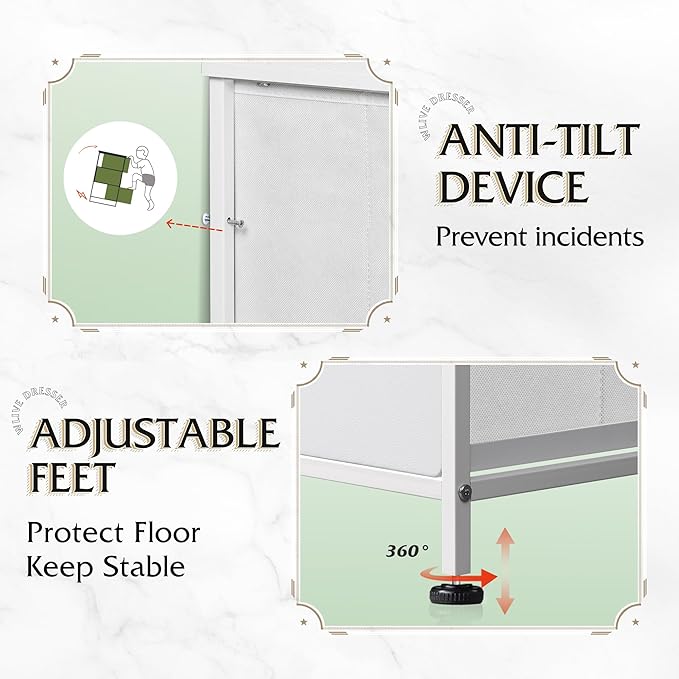 WLIVE Storage Organizer Unit with 11 Fabric Bins, Storage Drawers Organizer with Steel Frame, Tall Storage Tower Organizaton for Living Room, Hallway, Office, White