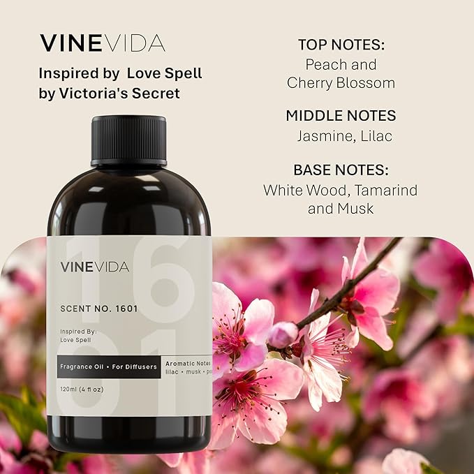 VINEVIDA [16 Fl Oz] Scent NO. 1601 Fragrance Oil for Cold Air Diffusers, Aromatic Notes of Lilac Musk Peach, Essential Oils for Diffuser Oil Refill & Air Freshener Room Spray