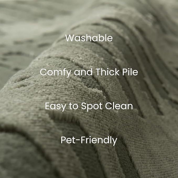 Revival Rugs Shell 2'7"x9' Machine Washable Runner Rug for Hallway Entryway - 100% Recycled Oeko-TEX Certified, Medium Pile, Green