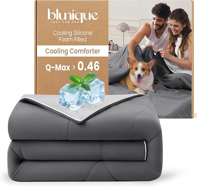 Cooling Silicone Foam Filled Cooling Comforter,Cooling Blanket for Hot Sleeper,Full Size Summer Ice Comforter,All-Season Lightweight Bedding,Keep Cooling&Breathable All Night(68"x88")