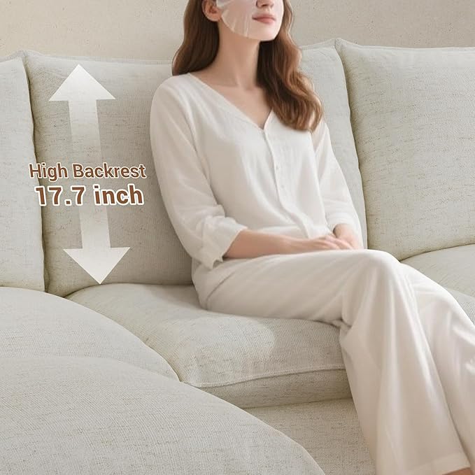 Cloud Sectional Couches for Living Room, Convertible Cloud Sofa Spill & Stain-Resistant with Removable Washable Cover & Down Feather Filled Cushions, 3 Seater Modular Sectional Sofa with Ottoman