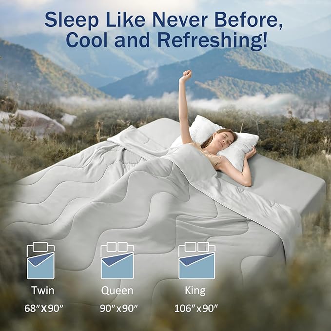 Cooling Blanket, Cooling Comforter for Hot Sleepers - Twin/Twin XL Soft Cooling Blanket, Double-Sided Cold Blanket for Night Sweats Lightweight Comforter (68''x90'', Silver Gray)