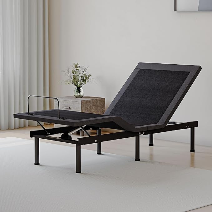 Twin XL Adjustable Bed Base Frame,Electric Bed with Head and Foot Incline, Soft Cover & Zero Gravity & Wireless Remote with Backlight, 80"×38"×12",Black