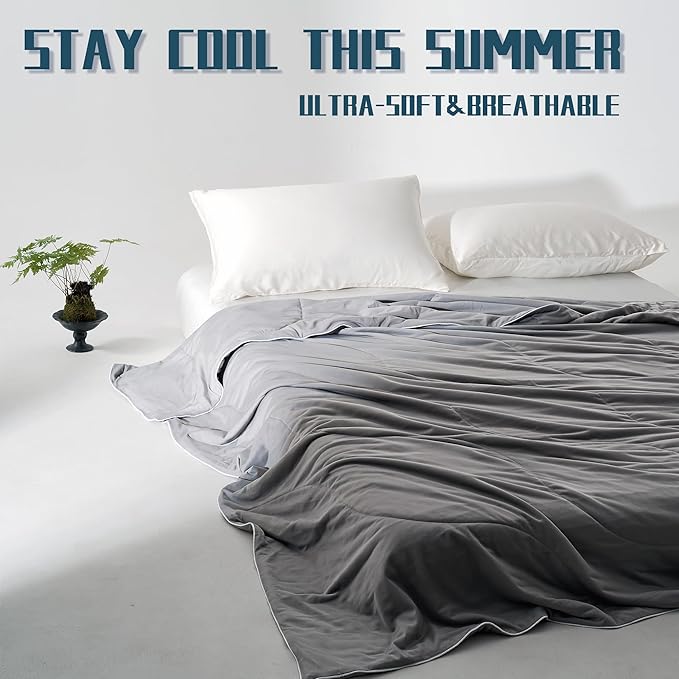 DOWNCOOL Cooling Comforter, Grey Cooling Blanket Twin Size, Cooling Duvet for Hot Sleeper, Breathable Summer Quilt, Lightweight Soft Q-Max>0.4 Arc-Chill Cool Comforter,68"X90"