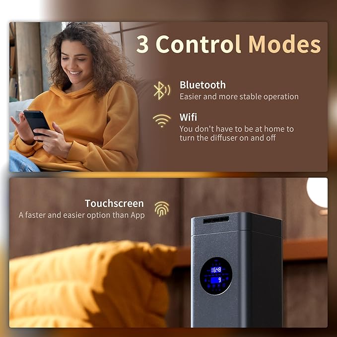 1500ml Scent Air Machine for Home, 4000 sq. ft Coverage Waterless Diffuser Essential Oil Diffuser Hotel Scent Diffuser Cold Air Nebulizer for Large Room Hotel Office (Deep Gray)