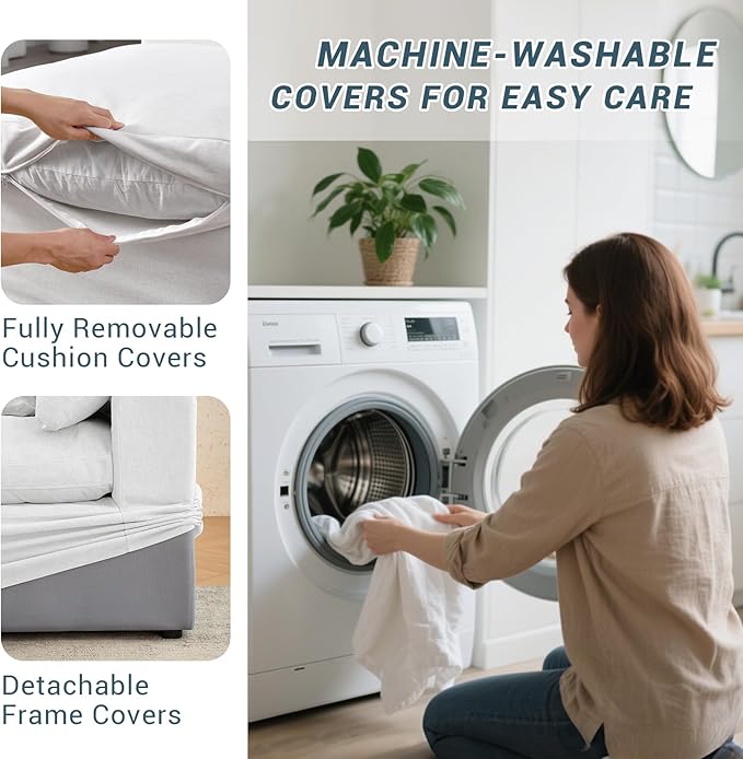 Oversized Cloud Sectional Couches for Living Room, 143" U Shaped Couch, Comfy Down Filled Modular Sectional Sofa, 8 Seat Deep Seat Modular Couch with Removable Cover, White