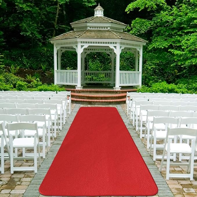 House, Home and More Red Carpet Aisle Runner - 3 Ft x 25 Ft - Real Carpet, Bound Edges, Low Pile Height, Stain Resistant, Event Runway Rug for Wedding, Hollywood Movie Award Ceremony Party Decoration