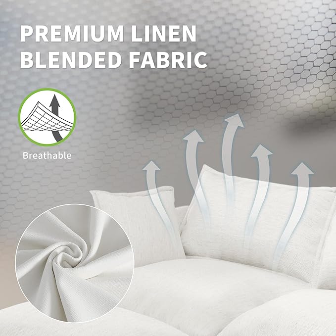 Ottoman,Down Fill Comfort Footrest,L Shape U Shape Cloud Modular Sectional Sofa for Living Room,Apartment,Office,Cream White