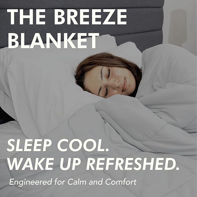 Plufl Breeze Blanket Cooling Comforter, Queen, Lightweight and Breathable Blanket for Hot Sleepers, Ultra-Cooling Year-Round Bedding for Night Sweats, Machine Washable, 76" x 80", Cool Gray