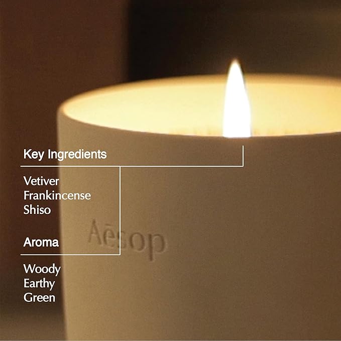 Aesop Callippus Aromatique Candle | Woody, Earthy, Green Scented | 55-65 Hour Burn Time | Vegan-Friendly | 10.5 oz