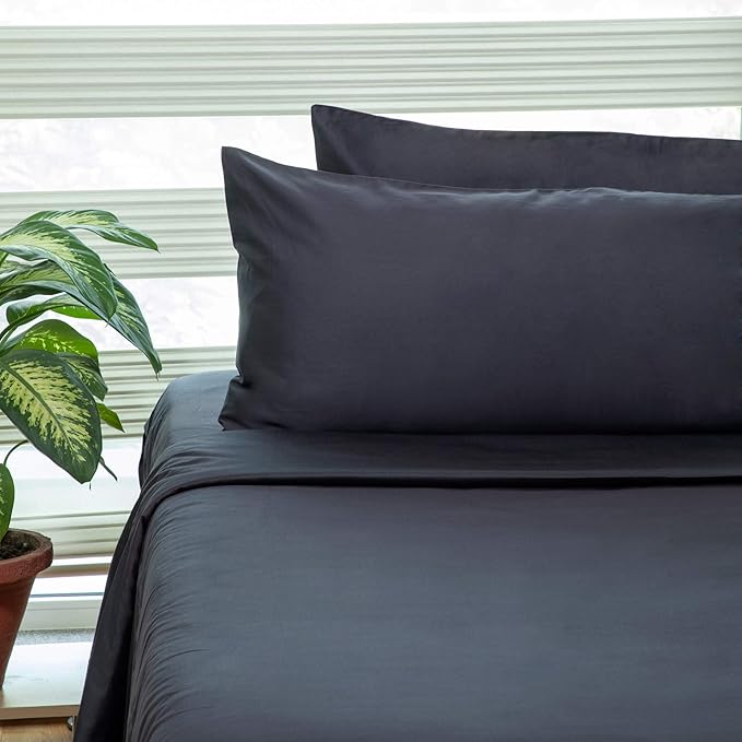 FABDREAMS 100% Organic Cotton Full Sheet Set | 400 Thread Count| Luxury Hotel Collection| GOTS Certified Premium Long Staple Cotton|Elasticised 17" Deep Pockets|Smoother than Egyptian Cotton|Dark Gray