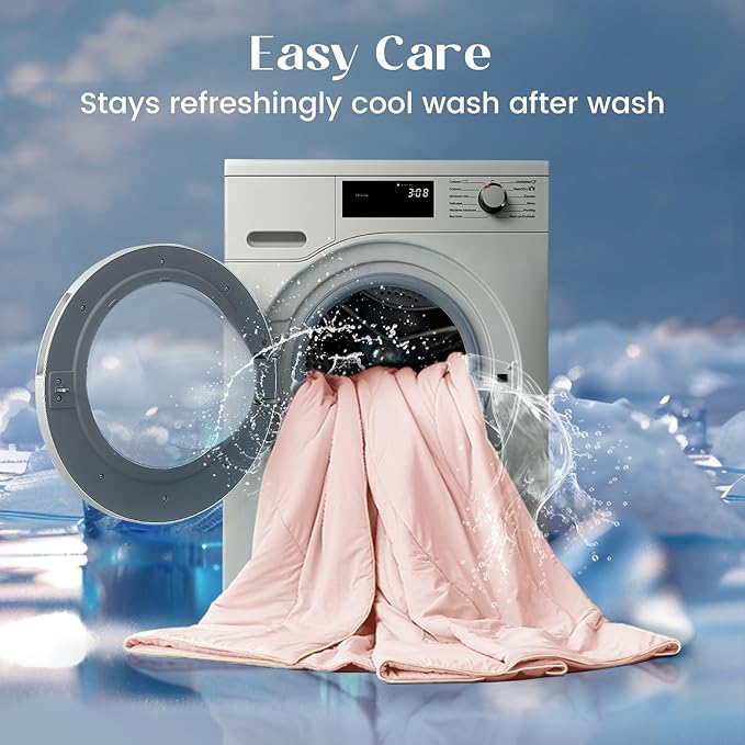 Dream Valley®Outlast®Cooling Comforter, NASA-Grade Technology Cooling Blanket, Q-Max > 0.45 Aerocool™Cooling for Night Sweats, Hot Sleepers,Pink Blush, 68"x90" Twin XL