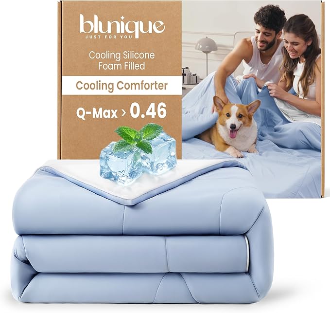 Cooling Silicone Foam Filled Cooling Comforter,Cooling Blanket for Hot Sleeper,King Size Summer Ice Comforter,All-Season Lightweight Bedding,Keep Cooling&Breathable All Night(106"x88")