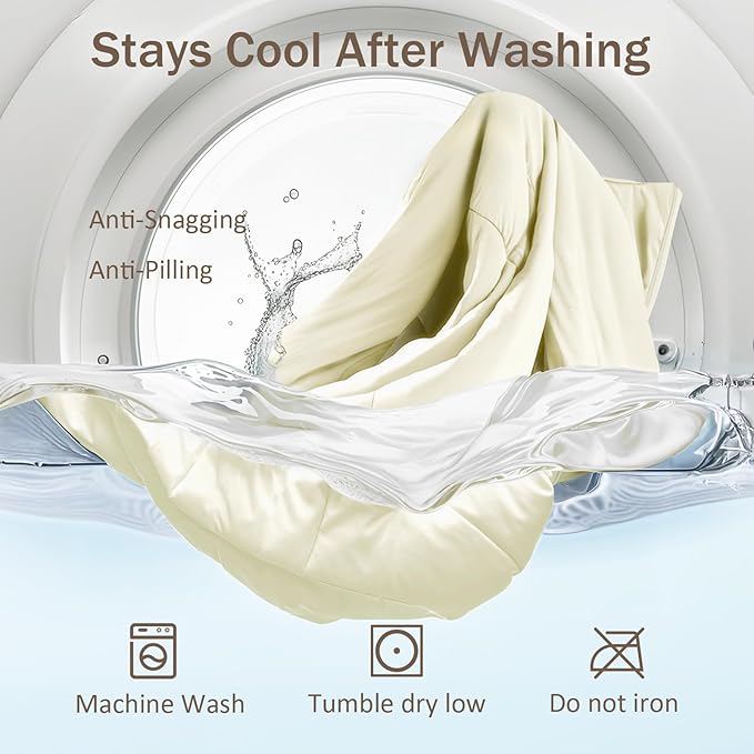 Cooling Blanket Comforter Hot Sleepers Twin/Twin XL Soft Cooling Blanket, Double-Sided Cool Bedding for Night Sweats, All-Season Lightweight Comforter(68 * 90inch, Snow Ivory)