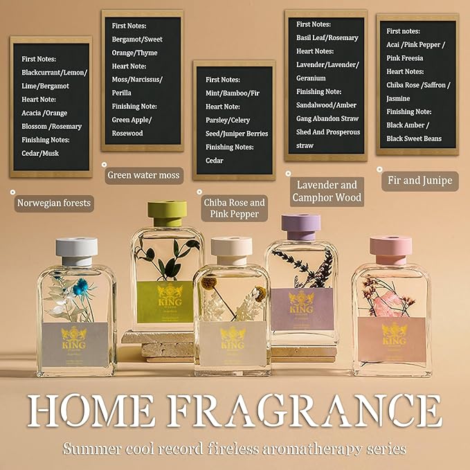 Reed Diffuser (200ml) Reed Diffuser Set,Reed Diffuser & Oil Diffuser Sticks with Flower, Aromatherapy, Home & Kitchen Decor,Fragrance and Gifts (Norwegian Forests)