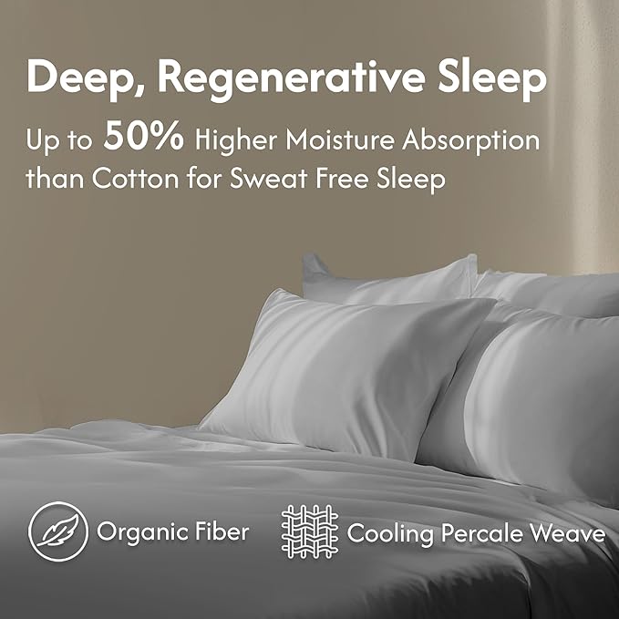 100% Egyptian Cotton Percale Pillow Cases Set - Luxurious 400 Thread Count, Breathable & Skin-Friendly - Softer After Each Wash - Oeko-TEX Certified