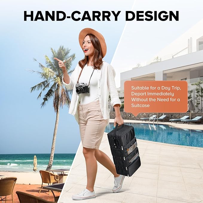 Suitcase Organizer, Travel Luggage Organizer Hanging Shelves Packing Cube Closet/Collapsible Portable Travel Organizer for Carry-on