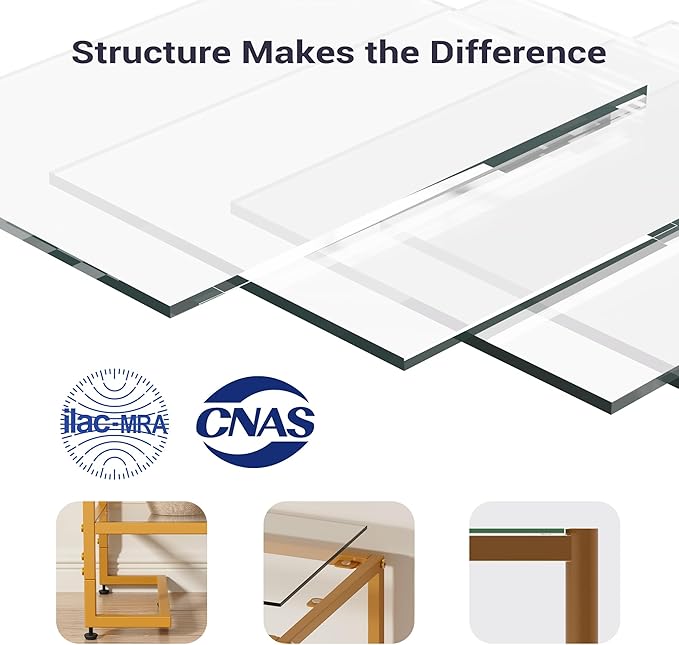 5-Tier Bookshelf, Tempered Glass Display Shelf, Modern Open Shelf Bookshelf, Tall Storage Open Bookcase for Living Room, Home Office, Bedroom, Golden