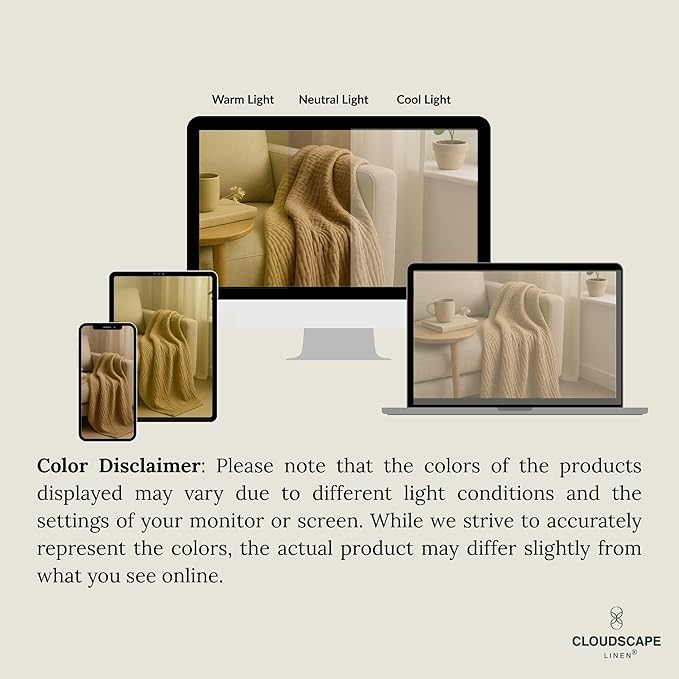 Cloud Scape Linen 100% 8 Layer Cotton Muslin Blanket King Size for Adult, Lightweight & Breathable, All Season Oversized Blanket for Bed, fits California King, 92x108, Fog