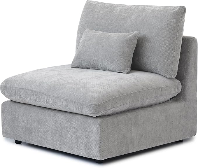 WJShome Modern Middle Module Couch for Living Room, Cushion Covers Removable, Minimalist Comfy Breathable Sofa,Gray