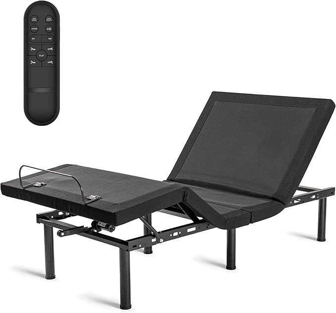 Queen Size Adjustable Bed Base Frame and 12 inch Green Tea Memory Foam Mattress, Electric Bed Base Wireless Remote, Zero Gravity Bed, Head and Foot Incline, Anti-Snore,Easy Assembly