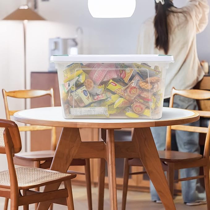 6 Packs 20 L Latching Plastic Storage Box, Clear Stackable Storage Container Bins with Lids