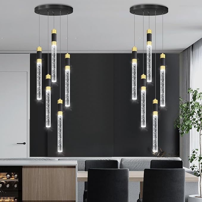 5-Lights Chandelier Kitchen Island LED Pendant Lights Dimming Lighting Modern Crystal Adjustable Hanging Light