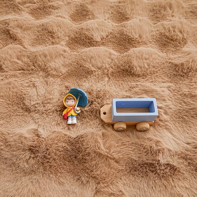 Coffee Round Rabbit Plush Rug for Bedroom Living Room Sofa,4'X4' Faux Fur Fluffy Shaggy Circle Rug for Kids Teen Girls Room,Furry Carpet Circular Rugs for Nursery Baby Room