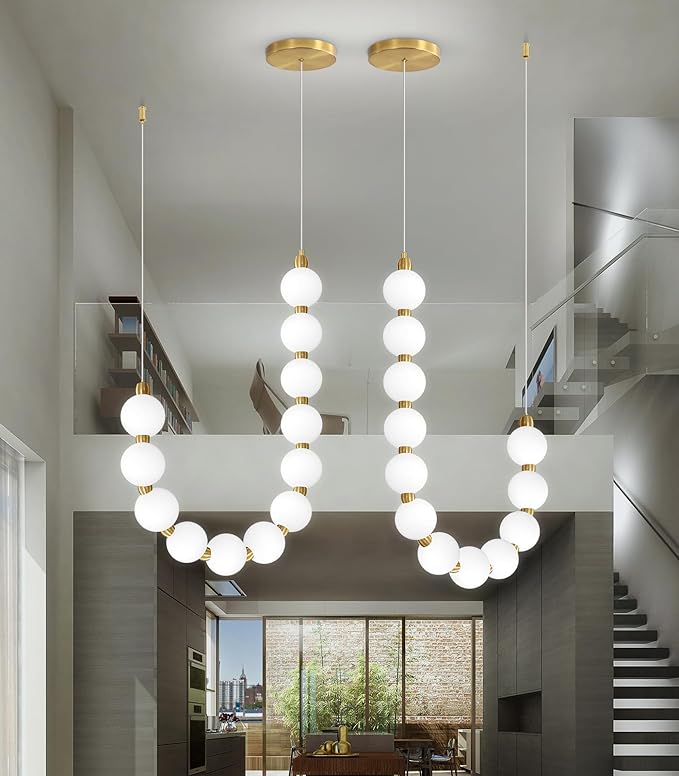 Modern Chandeliers LED Dimmable Light Acrylic Balls Ceiling Pendant Lighting for Living Room Dining Room Bedroom Adjustable Hanging Lights 25 Watts Gold Lamp
