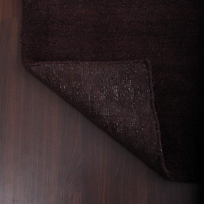 Hand Knotted Loom Wool ECO-Friendly Area Rugs - 2'6''x6', Runner, Brown Color, Solid Plain Design, High Pile Handmade Anti Skid Area Rugs for Living Room, Bed Room (L00111)